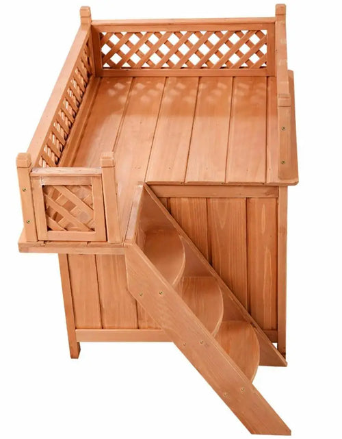 Load image into Gallery viewer, Costway Wooden Puppy Pet Dog House Wood Room In/Outdoor Raised Roof Balcony Bed Shelter
