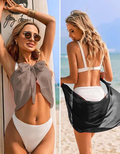 Load image into Gallery viewer, 2 Pieces Women Beach Sarongs Sheer Cover Ups Chiffon Bikini Wrap Skirt for Swimwear S-XXL
