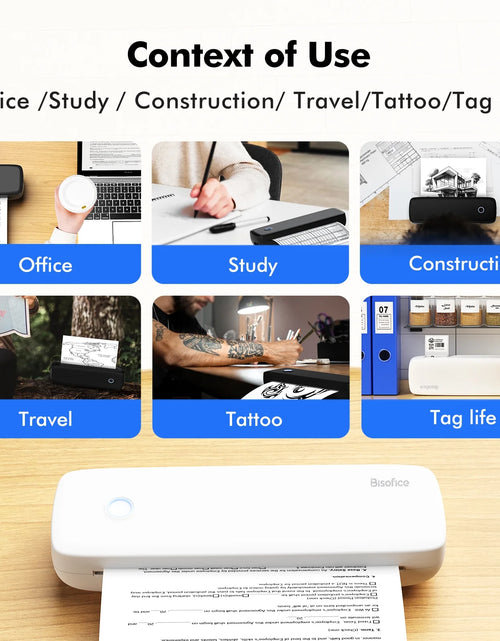 Load image into Gallery viewer, Portable Printers Wireless for Travel, Bluetooth Thermal Printer Compatible with Ios, Android, Laptop, Inkless Mobile Printer for Office, Home, School
