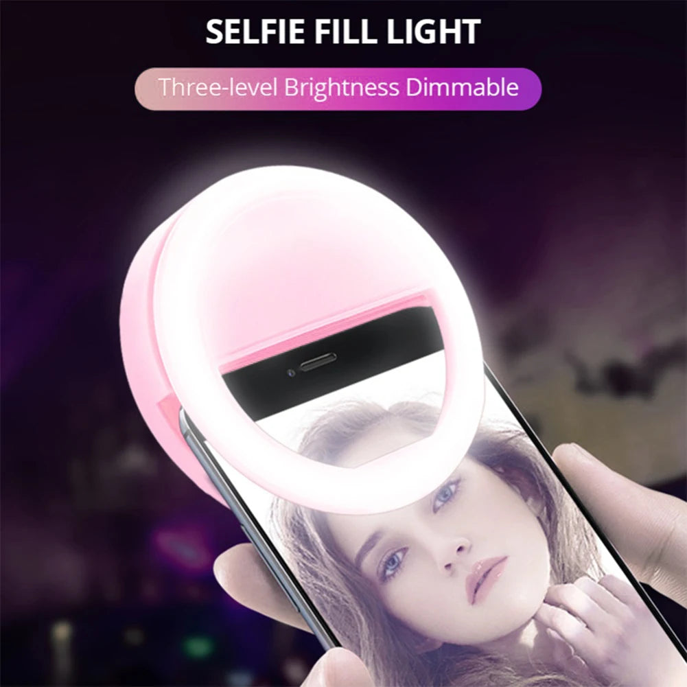 USB Charge Led Selfie Ring Light Mobile Phone Lens LED Selfie Lamp Ring for Iphone Samsung Xiaomi POCO Phone Tablet Selfie Light