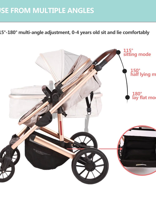 Load image into Gallery viewer, 5 in 1 Baby Stroller Travel System,Baby Stroller and Car Seat Combo, Includes Quick Folding Aluminium Baby Stroller and Infant Car Seat,High View Modular Stroller with Base
