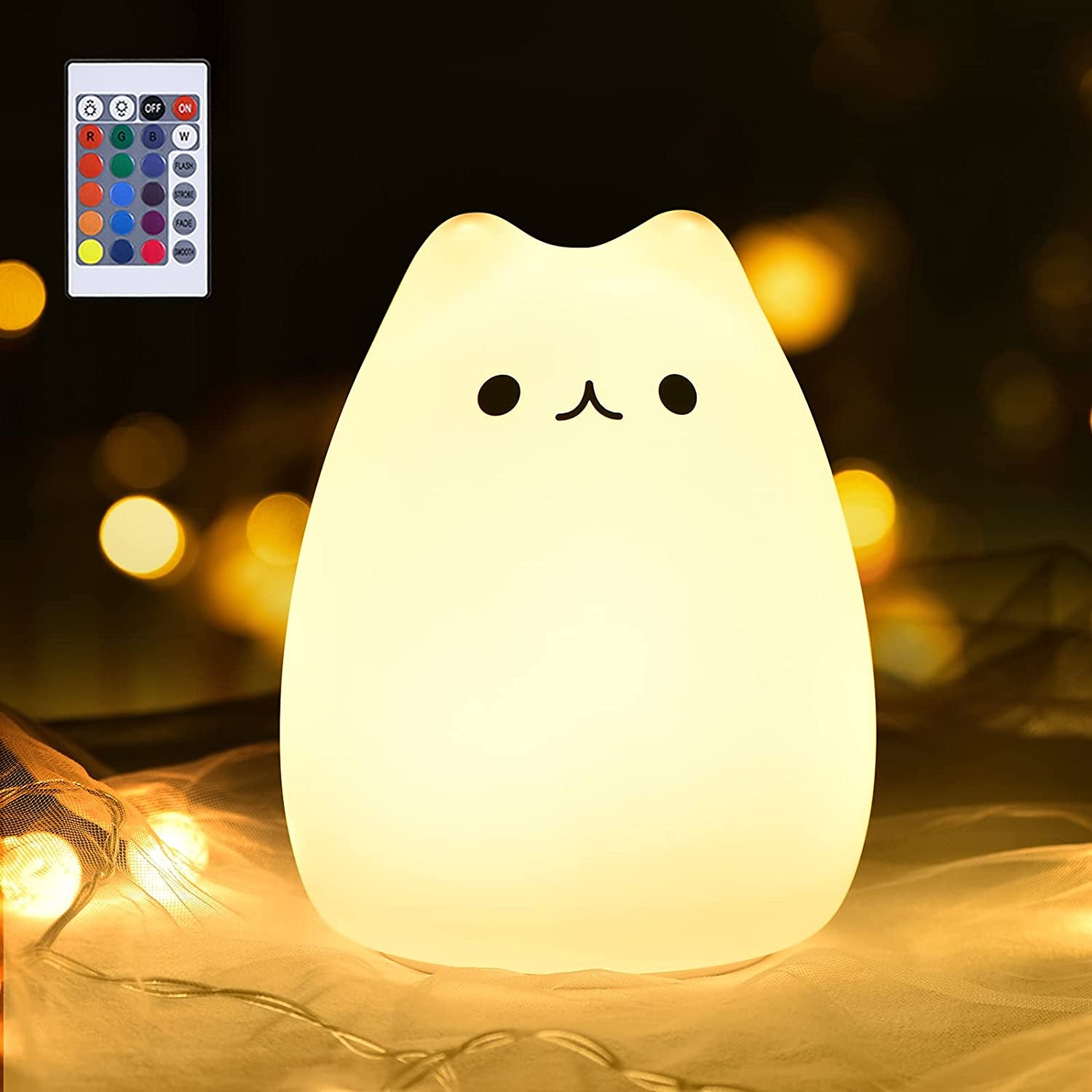 Cat Lamp, Gifts for 3 4 5 Year Old Girls,Graduation Gifts for Teen Girls,Kids Night Light for Bedroom,Kawaii Kitty Baby Nursery Lamp with Remote Control.