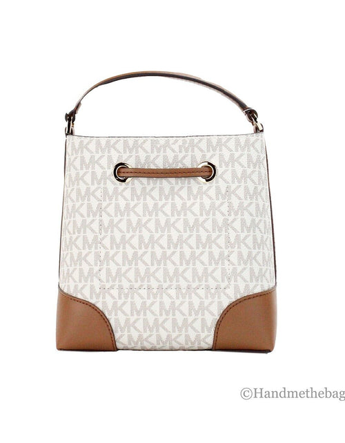 Load image into Gallery viewer, Michael Kors Mercer Small Vanilla Signature Leather Bucket Crossbody Bag
