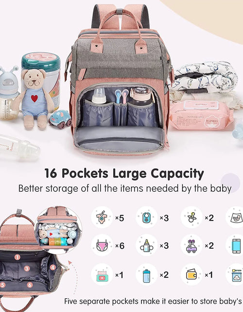 Load image into Gallery viewer, Baby Diaper Bag Backpack with Changing Station, Pacifier Case ,Pink Color
