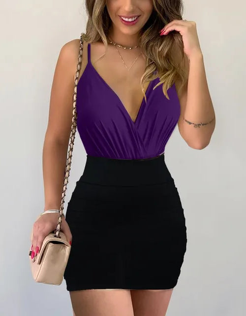 Load image into Gallery viewer, Women Sexy Backless Basic Dress Bodycon Strap Solid Dresses Sling Sleeveless Dresses Holiday Wind Party Mini Dress
