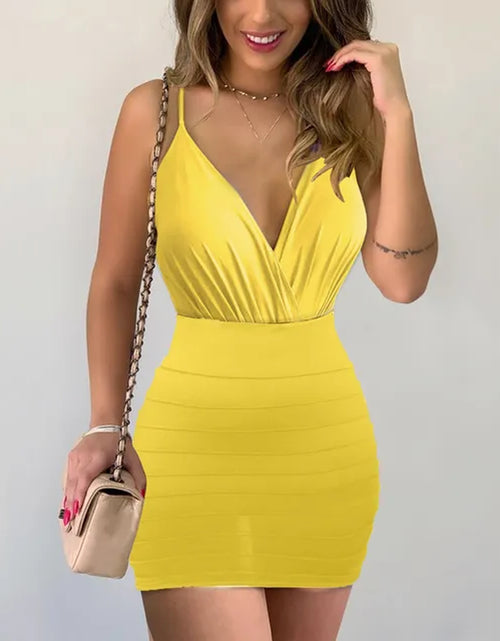 Load image into Gallery viewer, Women Sexy Backless Basic Dress Bodycon Strap Solid Dresses Sling Sleeveless Dresses Holiday Wind Party Mini Dress
