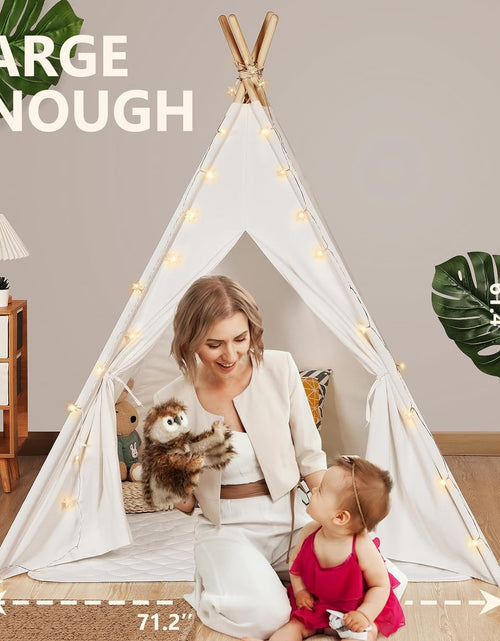 Load image into Gallery viewer, Teepee Tent for Kids with Carry Case, Natural Cotton Canvas Teepee Play Tent, Toys for Girls/Boys Indoor &amp; Outdoor Playing
