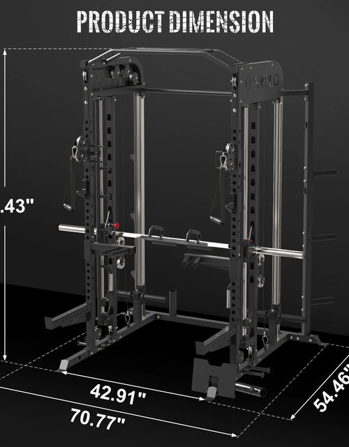 Load image into Gallery viewer, Smith Machine Home Gym, 2000Lbs Smith Rack with Cable Crossover and 800Lbs Weight Bench, Home Gym Equipment
