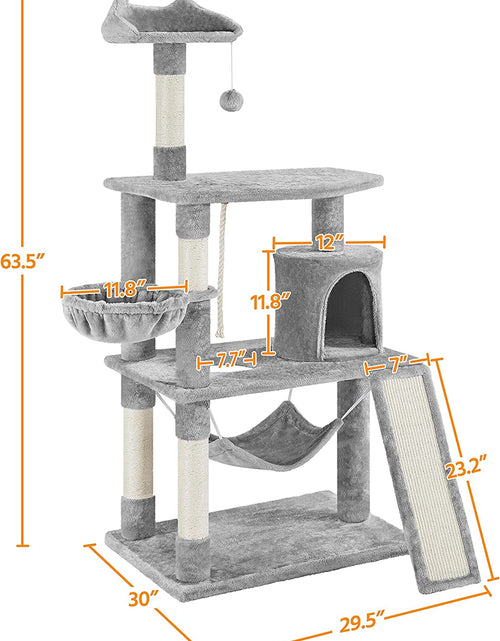 Load image into Gallery viewer, 63.5In Multi-Level Cat Tree Tower Condo with Scratching Posts, Platform &amp; Hammock, Cat Activity Center Play Furniture for Kittens, Cats, and Pets
