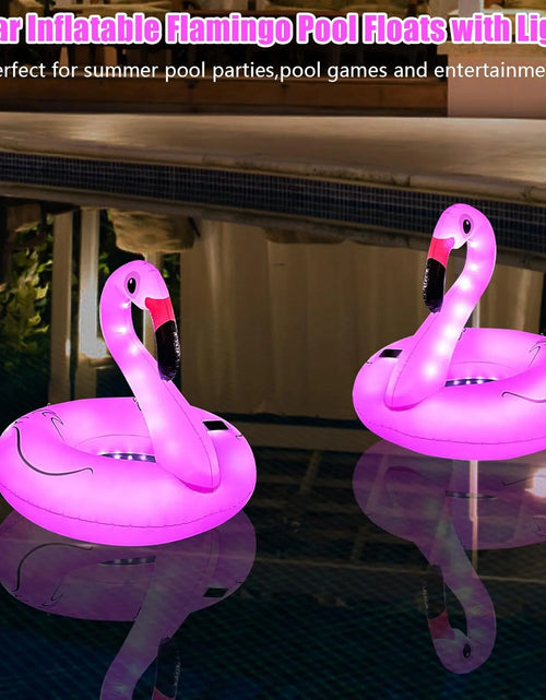 Load image into Gallery viewer, Inflatable Flamingo Pool Float,Flamingo Swimming Pool Tubes with Light,Solar Powered Swimming Pool Rings for Adults Kids
