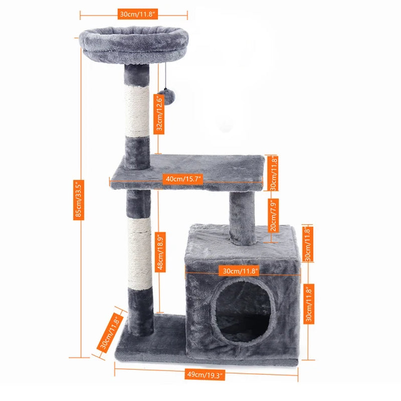 Domestic Delivery Multi-Level Cat Tree Tower Climb Furniture Scratching Post for Indoor House Pet Supplies Kitten Toy Cozy Condo