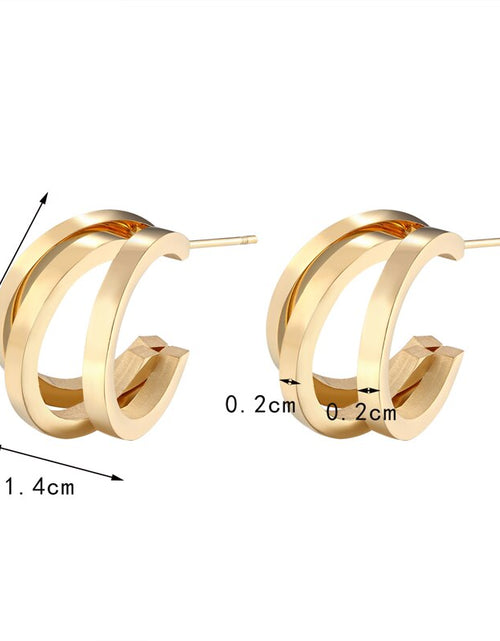 Load image into Gallery viewer, Unique Design Three Half Circle Stud Earring for Women Stainless Steel Gold Color Earring Jewelry Gift
