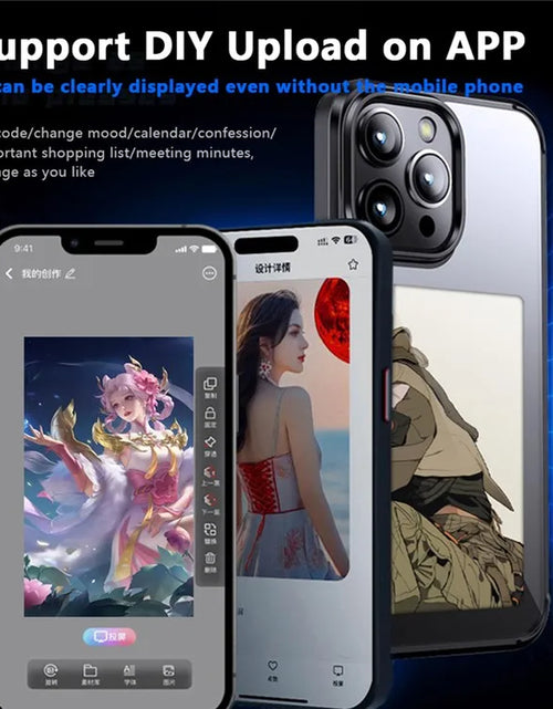 Load image into Gallery viewer, Amorus Eink Screen Smart NFC Refesh Phone Case for  15 14 Pro Max DIY E Ink Back Display Protection Case Battery Free
