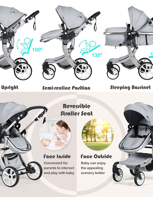 Load image into Gallery viewer, Babyjoy 2-In-1 Baby Stroller High Landscape Infant Stroller W/ Reversible Seat Grey
