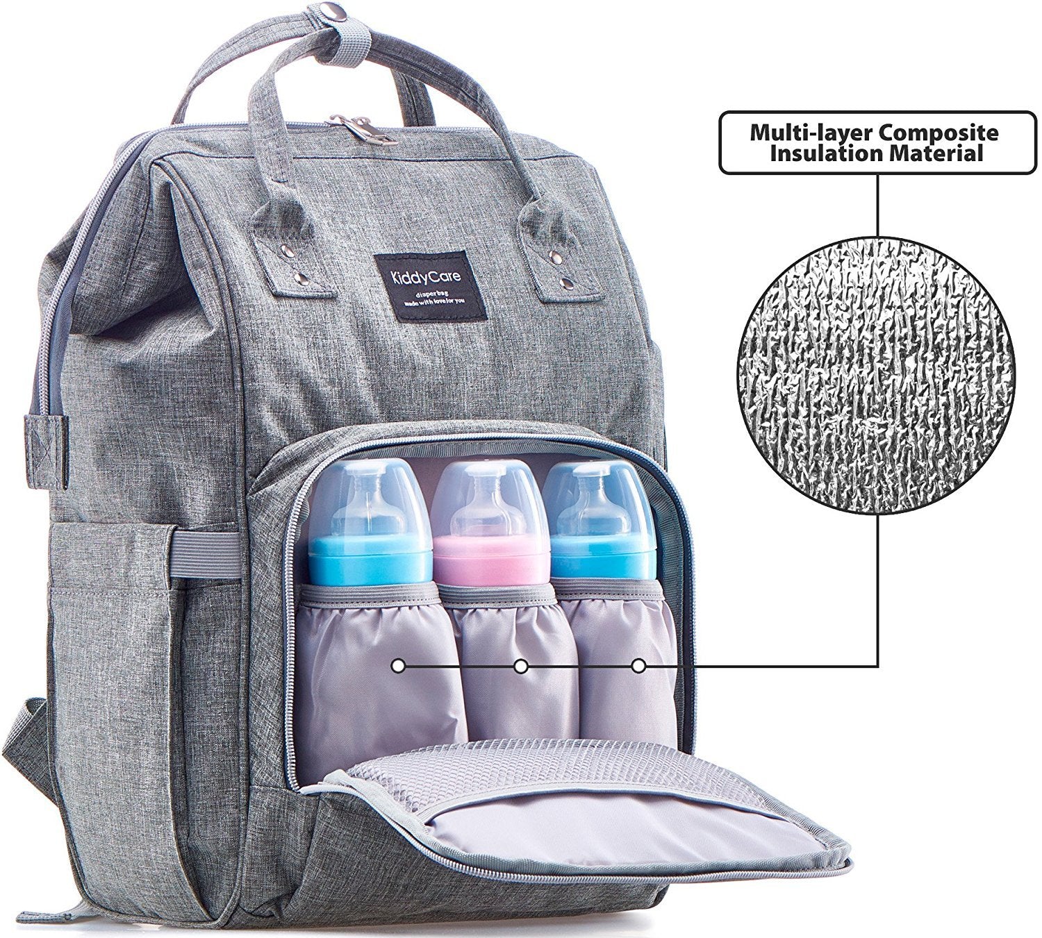 Diaper Bag Backpack – Multi-Function Baby Bag, Maternity Nappy Bags for Travel, Large Capacity, Waterproof, Durable & Stylish for Woman and Men, Gray