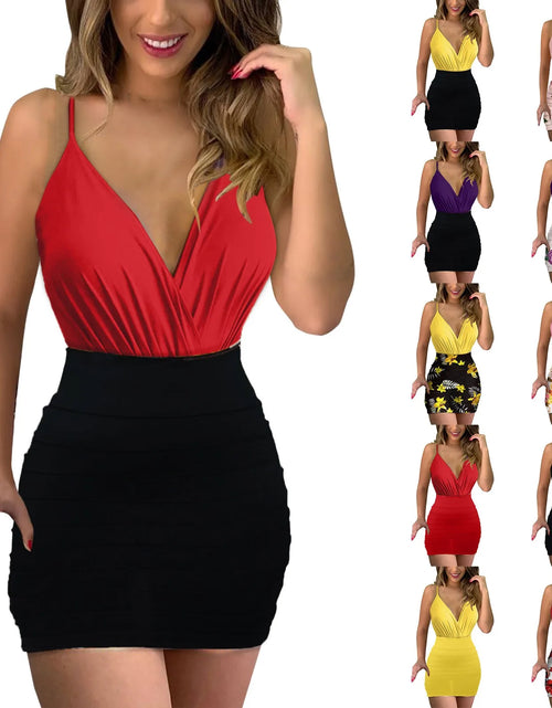 Load image into Gallery viewer, Women Sexy Backless Basic Dress Bodycon Strap Solid Dresses Sling Sleeveless Dresses Holiday Wind Party Mini Dress
