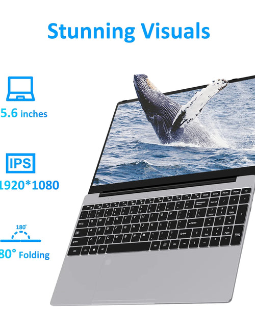 Load image into Gallery viewer, 15.6&quot; Laptop Intel Alder N95, 16GB RAM, 512GB SSD, Windows 11 Pro Work Computer, Fingerprint Reader, Backlit Keyboard, Silver
