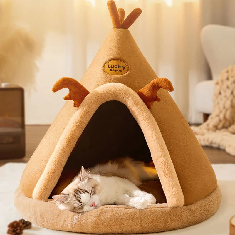 Warm Winter Pet Tent House Cat Bed Cat Dog House Deep Sleep for Puppy Cat Indoor Outdoor Tent with Cushion Pet Supplies 2023 New