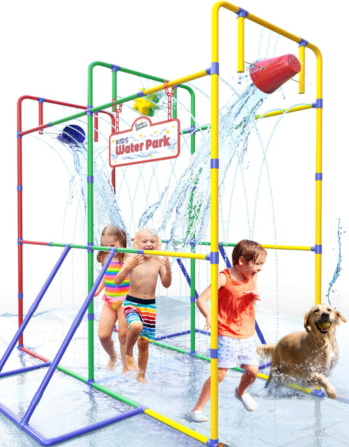 Load image into Gallery viewer, Backyard Waterpark Sprinkler Water Toy for Kids, Fun Outdoor Water Play with Dump Buckets and Splash Wheel Water Toys for Backyard
