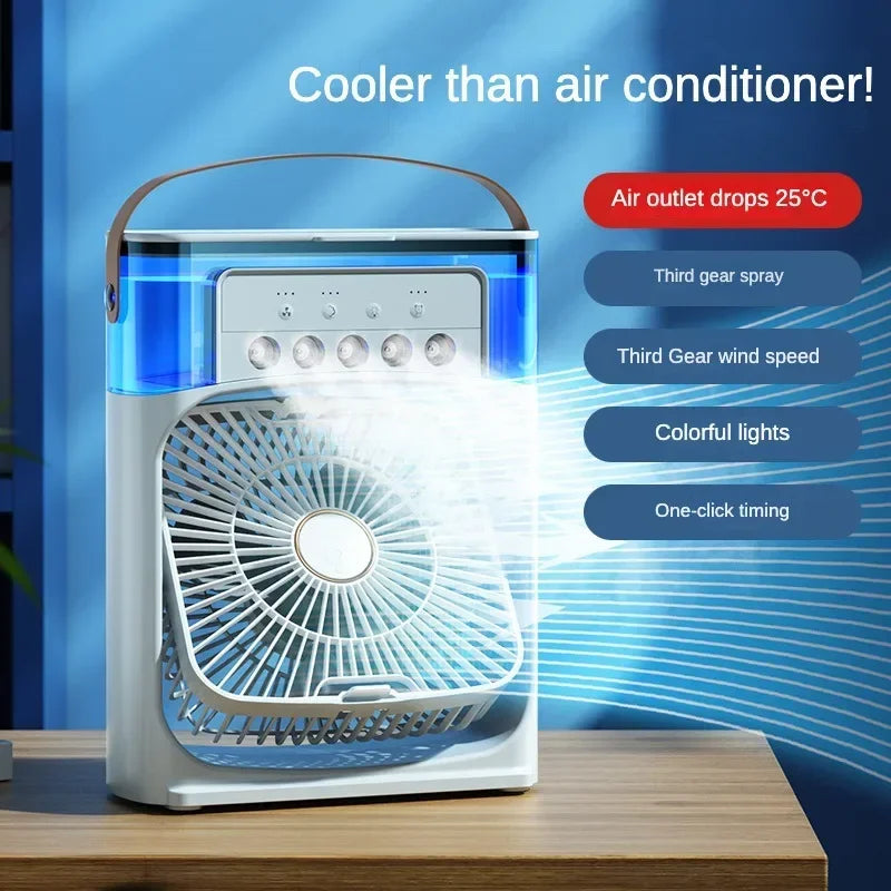 Portable Humidifier Fan Air Conditioner Household Small Air Cooler Hydrocooling Portable Air Adjustment for Office 3 Speed Fan