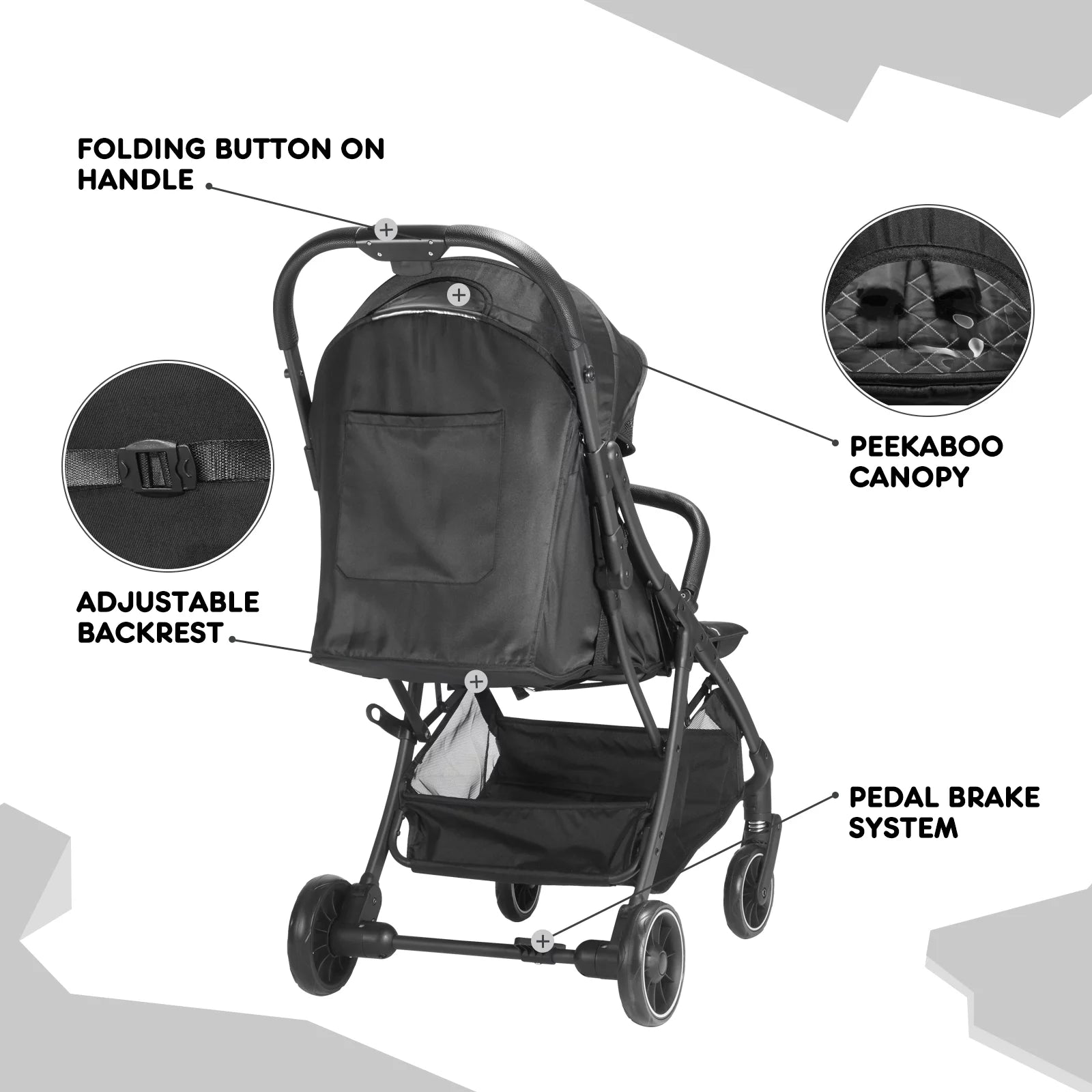 Compact and Lightweight Umbrella Stroller for Baby/Toddler, Foldable, Unisex, Gray