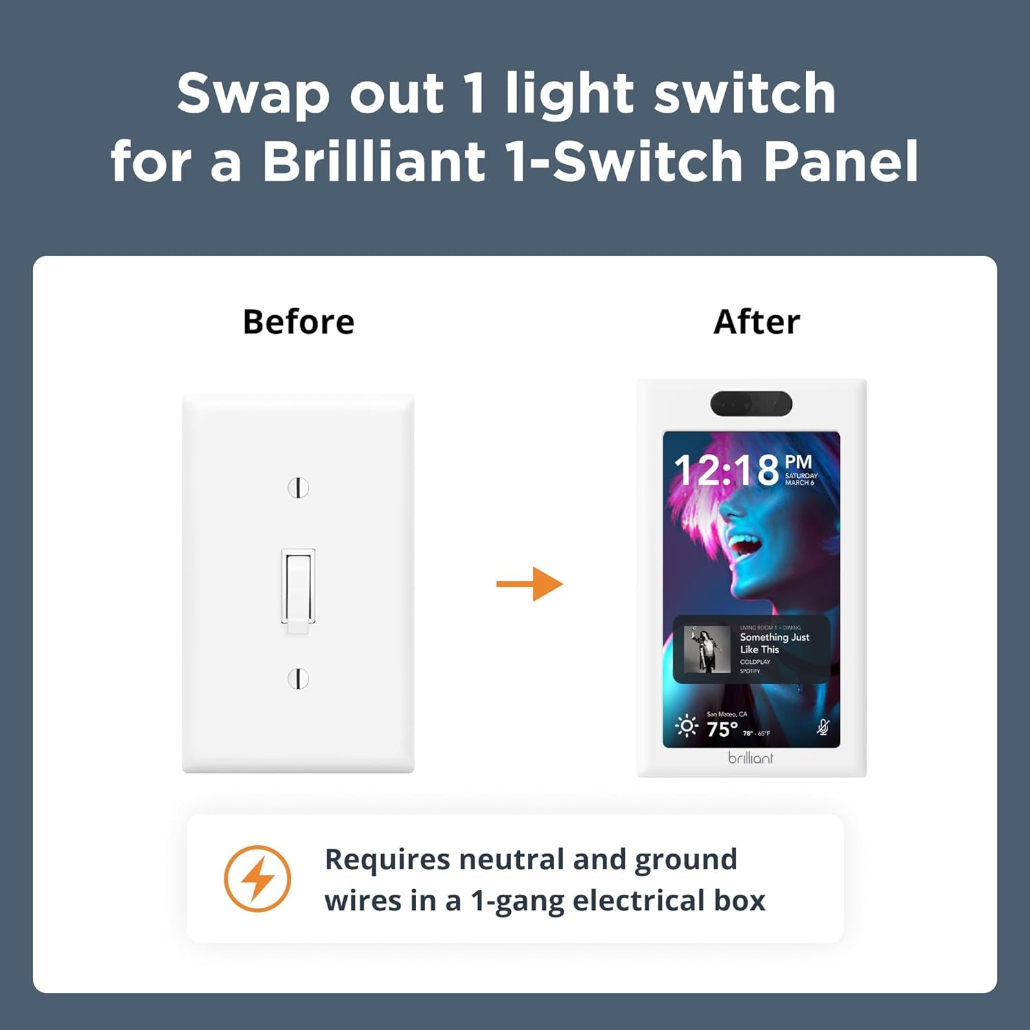 Smart Home Control (2-Switch Panel) — Alexa Built-In & Compatible with Ring, Sonos, Hue, Google Nest, Wemo, Smartthings, Apple Homekit — In-Wall Touchscreen Control for Lights, Music, & More