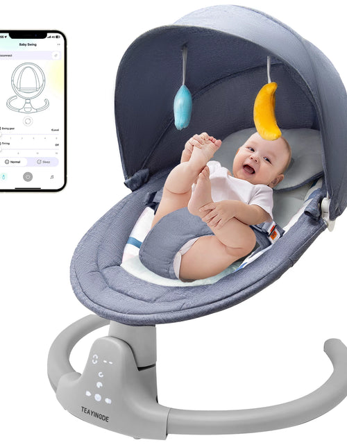 Load image into Gallery viewer, Baby Swing for Infants - APP Remote Bluetooth Control, 5 Speed Settings, 10 Lullabies, USB Plug (Gray)
