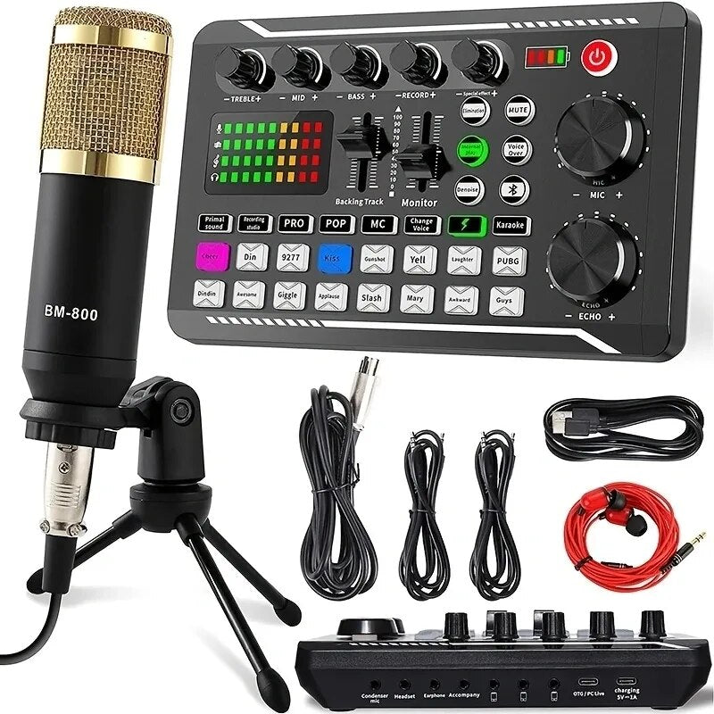 Streaming Microphone Kit with Audio Mixer and Condenser Microphone,Microphone Set for Podcast,Live Broadcast,Podcast