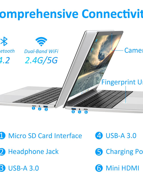 Load image into Gallery viewer, 15.6&quot; Laptop Intel Alder N95, 16GB RAM, 512GB SSD, Windows 11 Pro Work Computer, Fingerprint Reader, Backlit Keyboard, Silver
