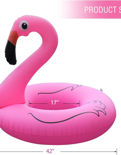 Load image into Gallery viewer, Inflatable Flamingo Pool Float,Flamingo Swimming Pool Tubes with Light,Solar Powered Swimming Pool Rings for Adults Kids
