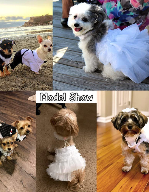 Load image into Gallery viewer, Dog Wedding Dress Bride Outfit with Pearl Necklace and Rose Pet Princess Formal Apparel for Puppy Cat (Large)
