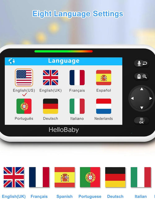 Load image into Gallery viewer, Video Baby Monitor with Camera and Audio, 5&quot; Color LCD Screen,  Monitor Camera, Infrared Night Vision, Temperature Display, Lullaby, Two Way Audio and VOX Mode 5 Inches
