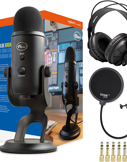 Load image into Gallery viewer, Yeti USB Microphone (Blackout) Bundle with Knox Gear Headphones and Pop Filter (3 Items)
