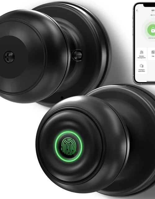 Load image into Gallery viewer, Smart Door Lock, Fingerprint Door Lock Smart Lock Biometric Door Lock Fingerprint Door Knob with App Control, Suitable for Bedrooms,Cloakroom,Apartments Offices,Hotels, Black
