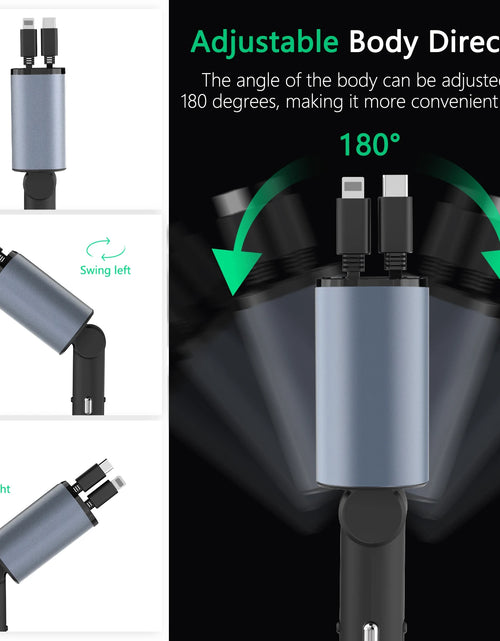 Load image into Gallery viewer, 2024 New Retractable Car Charger 4 In1 Fast Car Phone Charger 66W Retractable Cables (2.6Ft) and 2 USB Ports Car Charger Adapter
