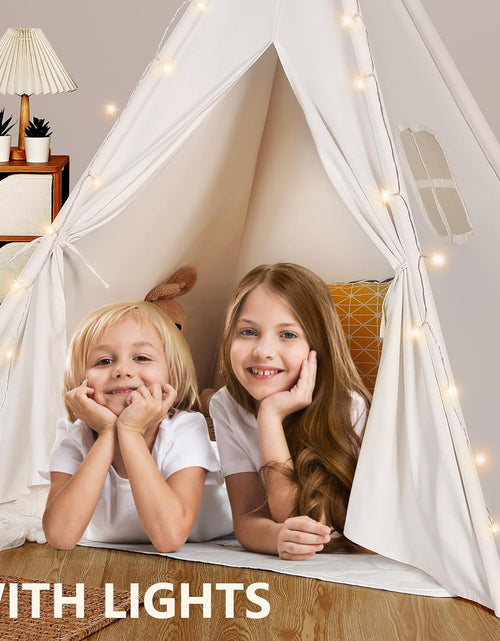 Load image into Gallery viewer, Teepee Tent for Kids with Carry Case, Natural Cotton Canvas Teepee Play Tent, Toys for Girls/Boys Indoor &amp; Outdoor Playing
